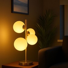 Lampe de Table Salle à Manger Accumulateur Luminaire Verre 4 à Flammes LED H