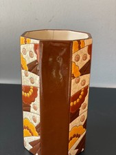 Rare : Petit Vase Longwy Art Déco Octogonal – Emaux– Années 1920-30