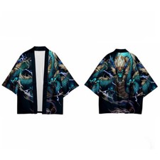 Veste Kimono Dragon Pour Hommes Japonais Ouverte Devant Yukata Peignoir Casual