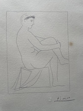 Gravure Pablo Picasso édition PLITT signé dans la Planche Femme posant