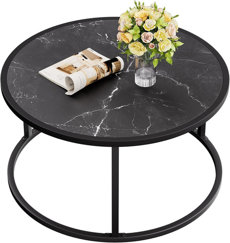 Black coffee table round - coffee,