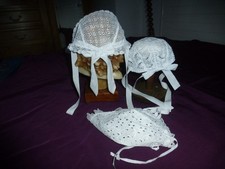 TROIS PETITES COIFFES ANCIENNES ENFANT ANCENIS 44 BRODERIE ANGLAISE 1930