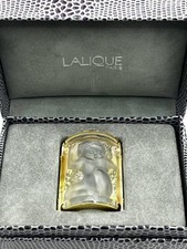 Pendentif vintage Lalique Paris enfant ange cristal dépoli bordure dorée rare