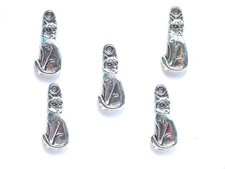 LOT 5 CHARMS/BRELOQUES  plaqué argent : chat 18*9mm (05)