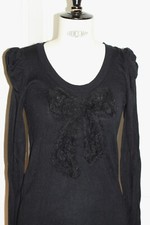 pull WHY NOT - TU - noir  - motif noeud devant  - rayonne nylon cachemire  TBE
