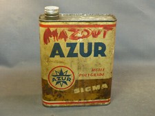  ancien bidon d'huile azur vieux garage vintage automobile metier deco usine