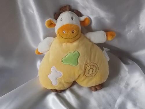 Doudou vache jaune semi plat - vache,