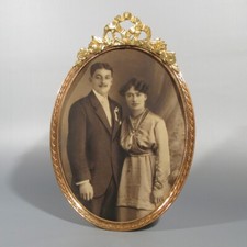 Antique French Gilded Bronze Photo Frame With Antique Period Photo, 11 x 7 3/8"