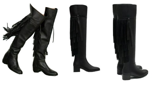 Zara black leather knee - zara,