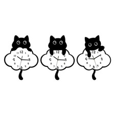 Horloge murale chat avec pendule à queue pivotante, salon, école, fonctionne
