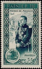 MONACO STAMP TIMBRE 341 " PRINCE RAINIER III 5 F VERT FONCE " NEUF x  TB