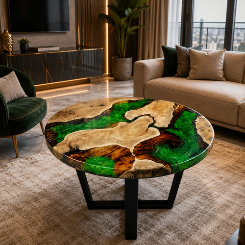 Table basse ronde résine - ronde, en