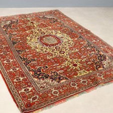 Tapis Ancien Asiatique Coton Laine Soie Noeud Fin 192 x 133 cm Original