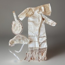 Ancien set 3 pièces de Communiante Ceinture à Ruban Noué Bonnet Sac  Communicant