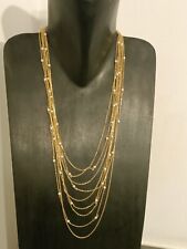 sautoir multirangs ancien  collier doré perles  de Culture Nacre.