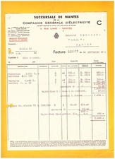 NANTES (44) FOURNITURES pour ELECTRICIEN "Cie GENERALE d'ELECTRICITE" en 1950