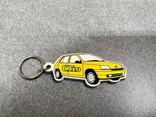 PORTE-CLES CLEF KEY KEYCHAIN PVC VINTAGE RENAULT CLIO JAUNE GARAGE VALENCIENNES