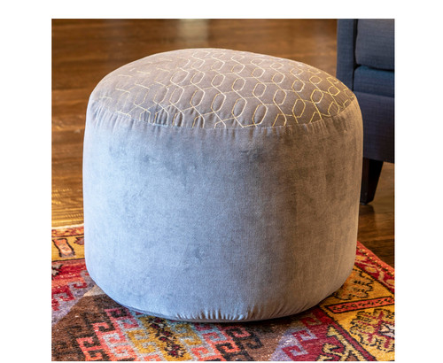 Natalie gray velvet pouf - natalie,
