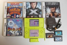 Lot Console Nintendo DS Lite vert pomme + Chargeur, stylet et 7 jeux DS & GBA .