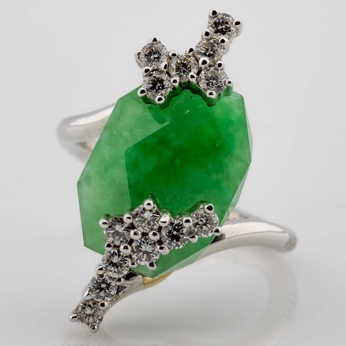 Bague jade 750 18k blanc - bague,