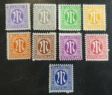 Série 9 Timbres Allemagne Bizone Zone Anglo-américaine N° 2A À 13A Neuf (*) 1945