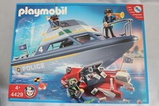 PLAYMOBIL Set Vedette Police bateau bandit 4429 complet, boîte et notice