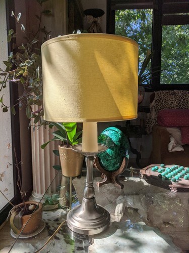 Lampe salon pied étain - lampe,