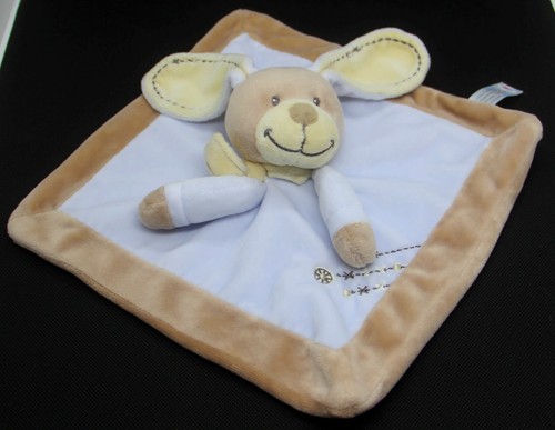 Doudou plat lapin marron bleu - doudou,