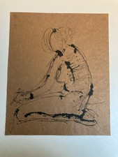 Beau Dessin 1980 Encre Femme Nu Nue Erotique A Identifier Art Atelier Dos XXe