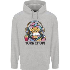 Turn It Up Monkey DJ Casque Audio Musique Sweat À Capuche Pour Hommes 80% Coton