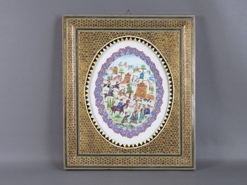 Tableau oriental peint ovale - tableau,