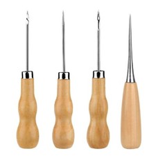 4 Pièces Alène à Manche en Bois Cône de Couture Alène de Couture Poinçon en C...