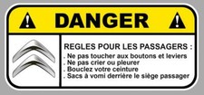 DANGER CITROEN RECOMMANDATION HUMOUR FUN AUTOCOLLANT STICKER 12x5,5cm CB111