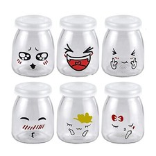 6 Pots Yaourts avec Couvercle 150 ML/106 GR Pot en Verre Yaourt petit Pot en ...