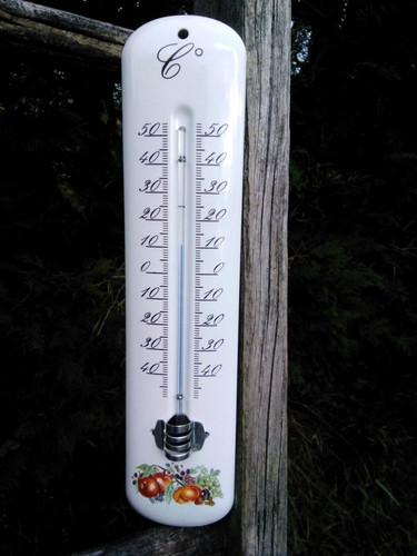 Vintage enamel thermometer - vintage,