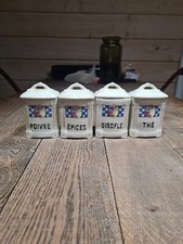 Set de 4 pots à épice condiments Épices Thé Girofle Poivre en faience H10cm