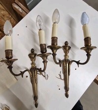 paire d'appliques  louis XVI en bronze deux bras de lumière . XX siècle .