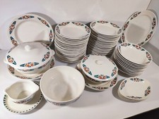 Service de Table Art Déco Faïence Longchamp Luey 70 pièces / 1930's / Vaisselle