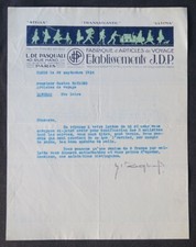 Facture 1926 PARIS article de voyage JDP De Pasquali Stella Ultima illustrée 115