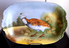 Limoges Vignaud / Grand plat de service décor oiseau N°2
