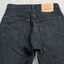 Vintage Levis 501 Jean W28 L34 (Étiquette : W31 L34) Noir Droit 90s Fait en Ru