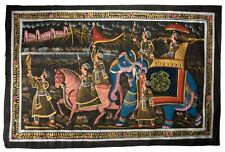 Peinture Rajput Miniature Chasse Royale Éléphant Inde 70 cm Art Moghol # 6159