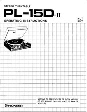 Bedienungsanleitung-Operating Instructions pour Pioneer PL-15 D-Ii