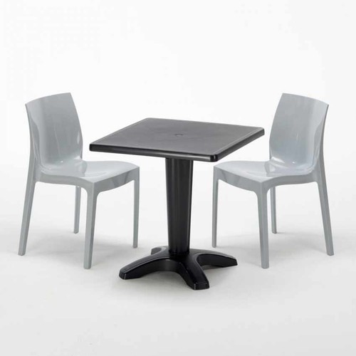 Table carrée noire 70x70cm - table,