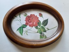 Cadre médaillon plastique en verre bombé décor de rose