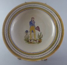 PLAT ANCIEN ASSIETTE 32.5 cm CERAMIQUE NAPOLEON BONAPARTE EMPIRE peint main
