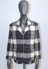 Vintage 1980s Black/White Plaid Wool Jacket CACHAREL Size S Made in France