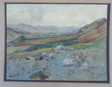 tableau ancien   edward  theodore compton lac montagne alpes contencin dolomites