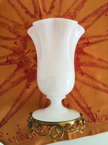 Vase monté pomponne opaline - monté,