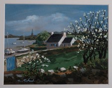 Gouache paysage Bretagne sud -